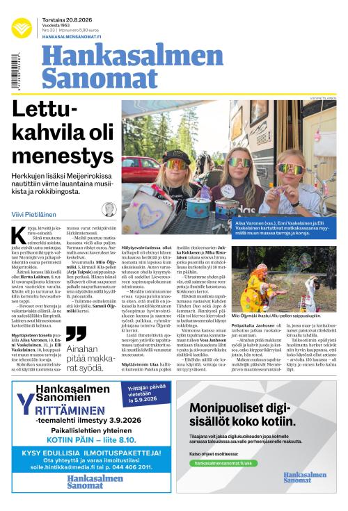 Hankasalmen Sanomat 20.8.2026
