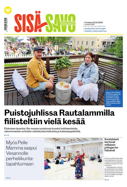 Paikallislehti Sisä-Savo 20.8.2026