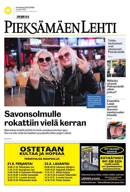 Pieksämäen lehti 20.8.2026