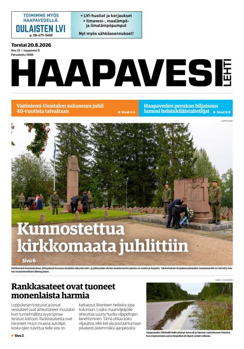 Haapavesi-lehti 20.8.2026