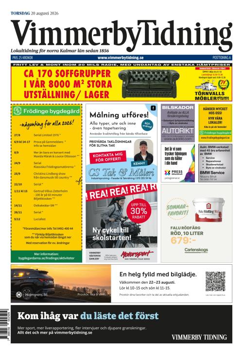 Vimmerby Tidning / Kinda-Posten 20.8.2026
