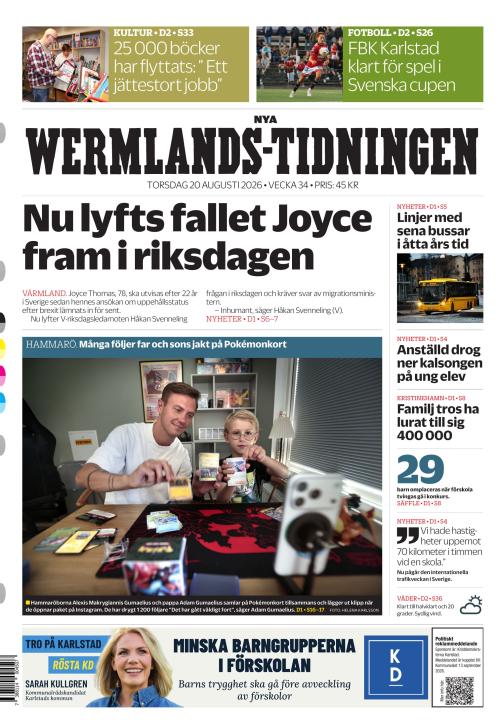 Nya Wermlands-Tidningen 20.8.2026