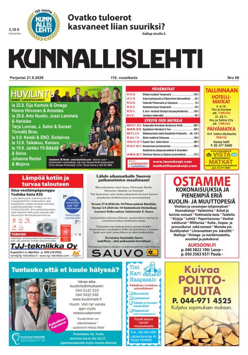 Kunnallislehti Paimio-Sauvo-Kaarina 21.8.2026