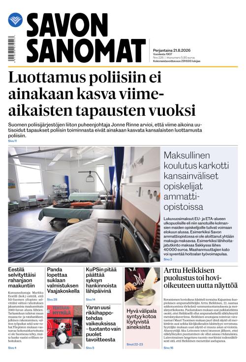 Savon Sanomat 21.8.2026