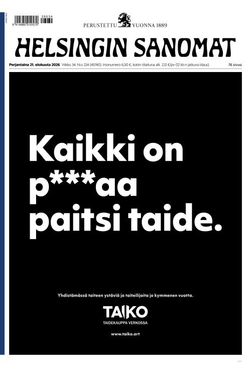 Helsingin Sanomat 21.8.2026