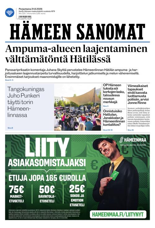 Hämeen Sanomat 21.8.2026