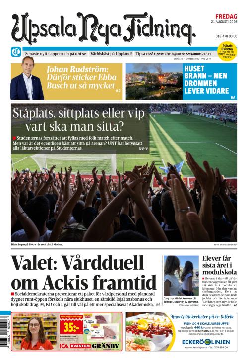 Upsala Nya Tidning 21.8.2026