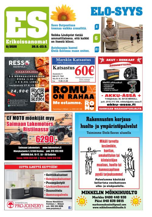 Mikkelin erikoissanomat 26.8.2026