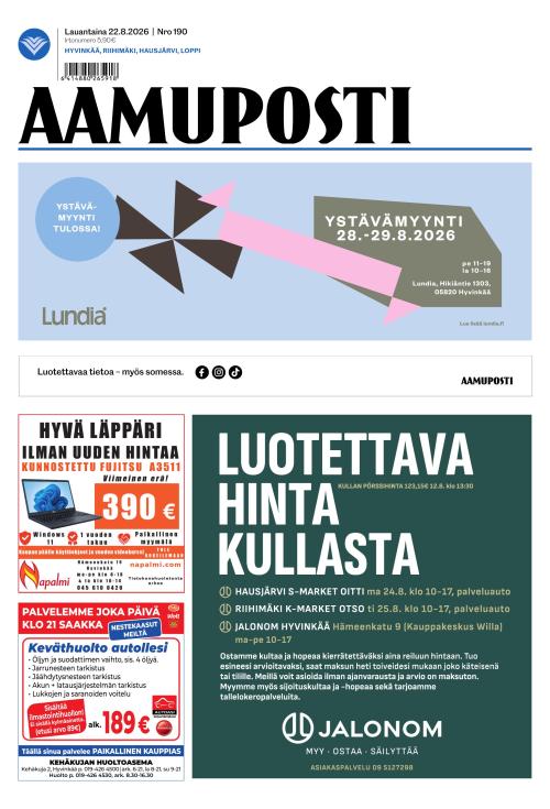 Aamuposti 22.8.2026