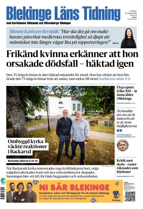 Blekinge Läns Tidning 22.8.2026
