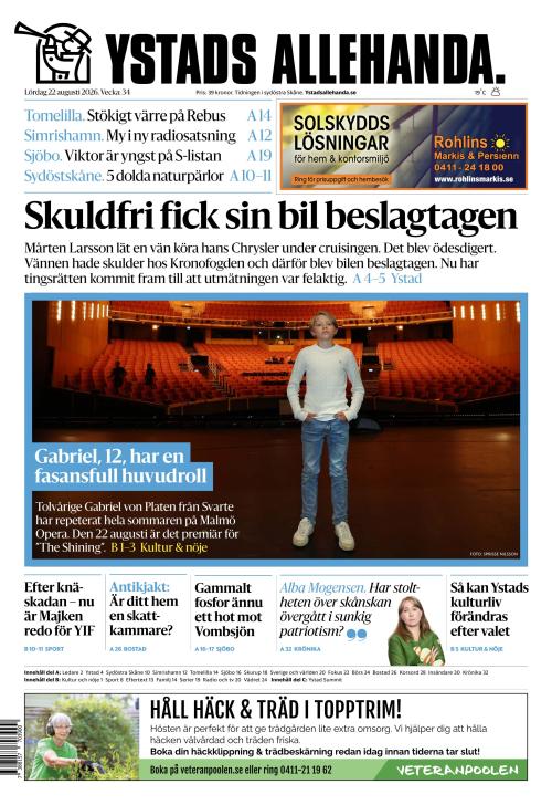 Ystads Allehanda 22.8.2026