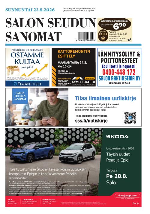 Salon Seudun Sanomat 23.8.2026