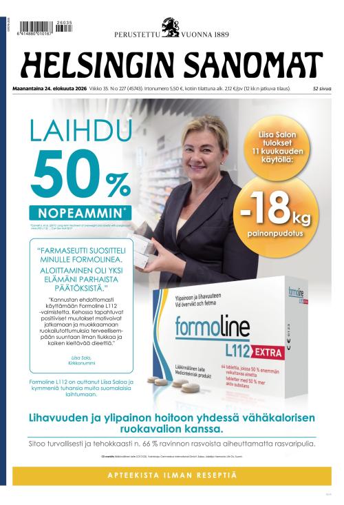 Helsingin Sanomat 24.8.2026