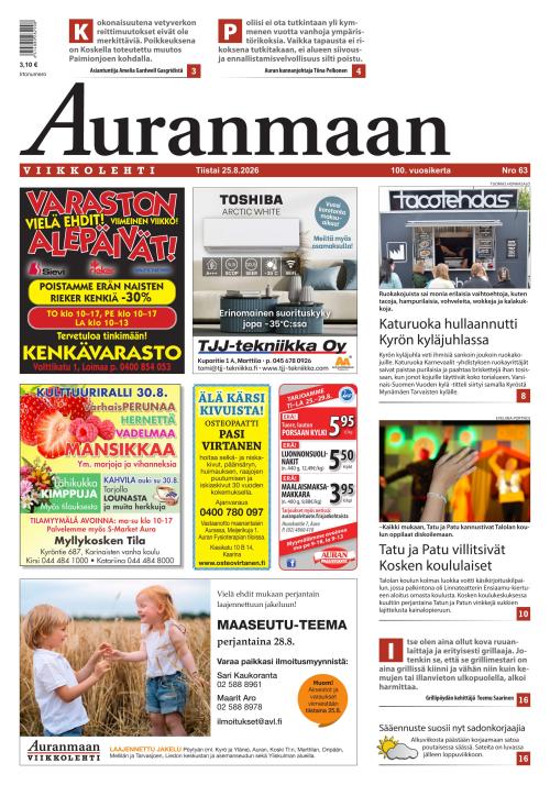Auranmaan Viikkolehti 25.8.2026