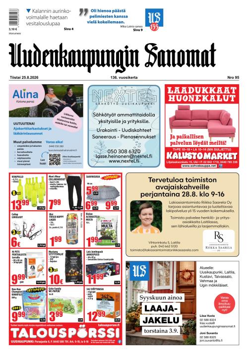 Uudenkaupungin Sanomat 25.8.2026