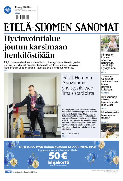 Etelä-Suomen Sanomat 25.8.2026