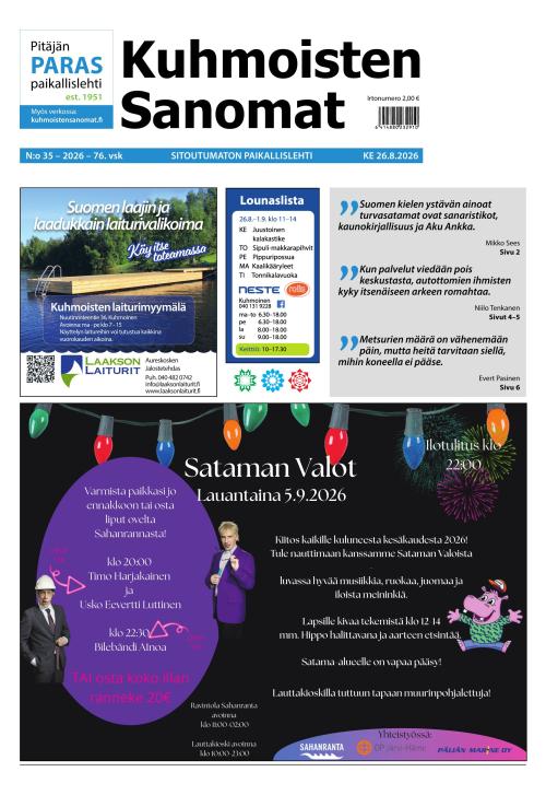 Kuhmoisten Sanomat 35/2026