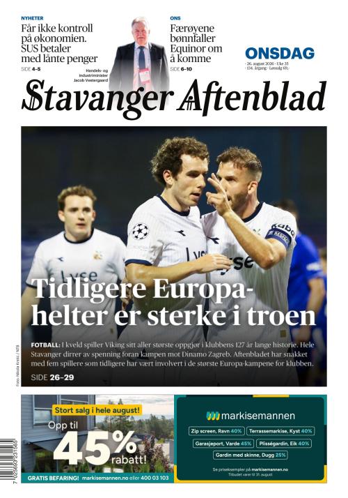 Stavanger Aftenblad 26.8.2026