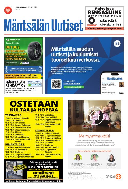 Mäntsälän Uutiset 26.8.2026