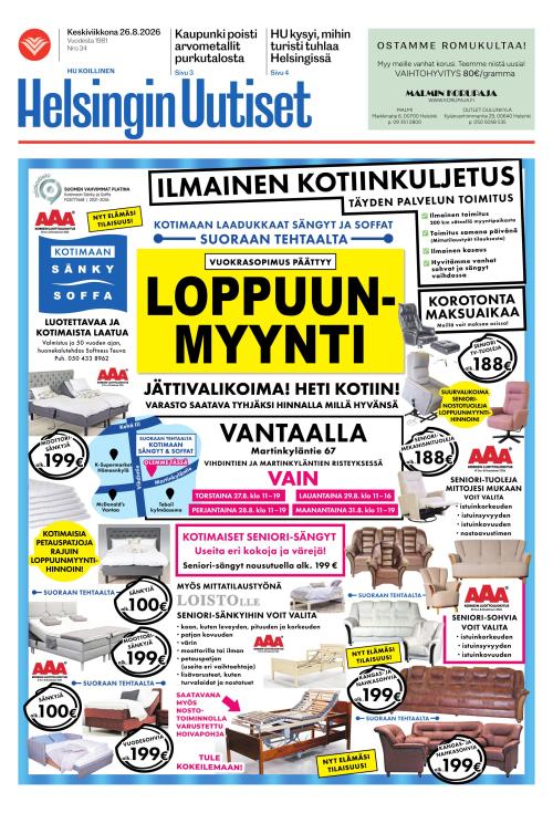 Helsingin Uutiset (Koillinen) 26.8.2026