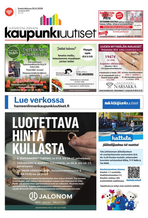 Hämeenlinnan kaupunkiuutiset 26.8.2026