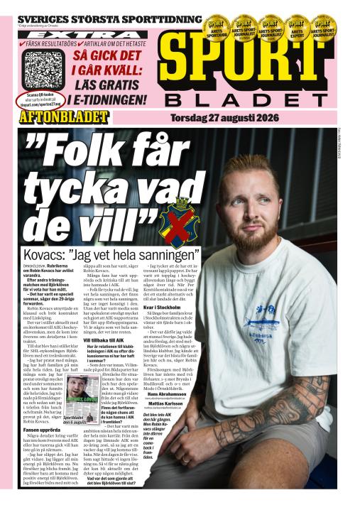 Aftonbladet Sportbladet 27.8.2026