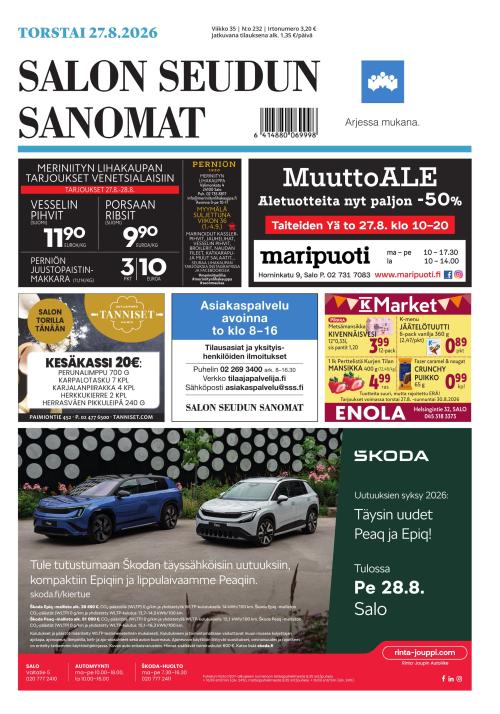 Salon Seudun Sanomat 27.8.2026