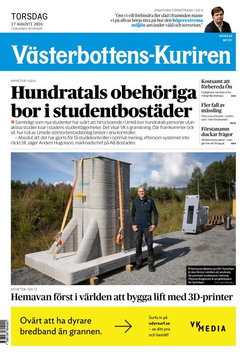 Västerbottens-Kuriren 27.8.2026