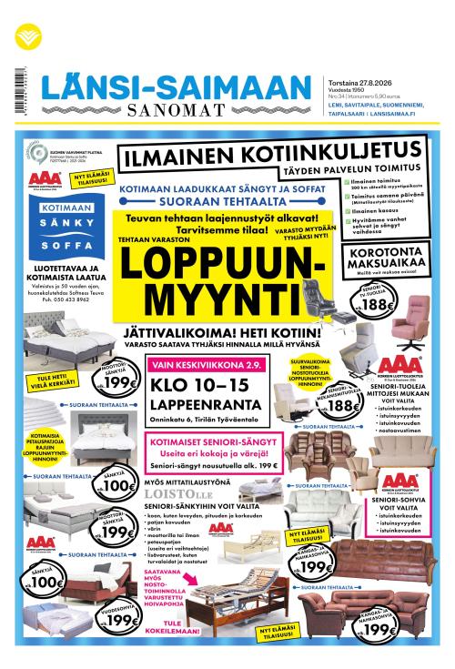 Länsi-Saimaan Sanomat 27.8.2026