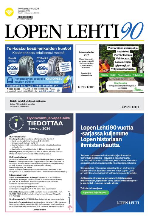 Lopen Lehti 27.8.2026