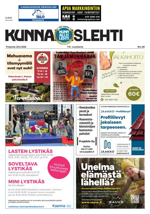 Kunnallislehti Paimio-Sauvo-Kaarina 28.8.2026