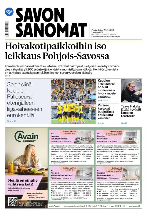 Savon Sanomat 28.8.2026
