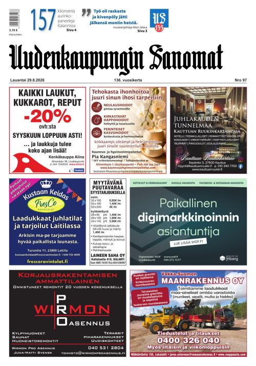 Uudenkaupungin Sanomat 29.8.2026