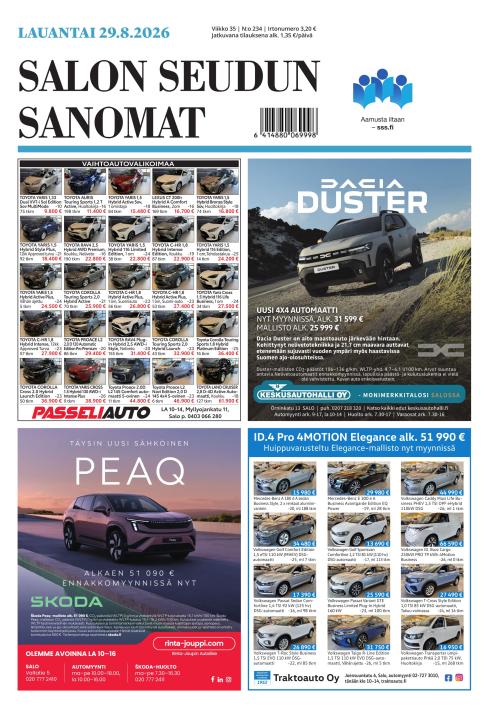 Salon Seudun Sanomat 29.8.2026