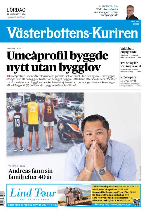 Västerbottens-Kuriren 29.8.2026
