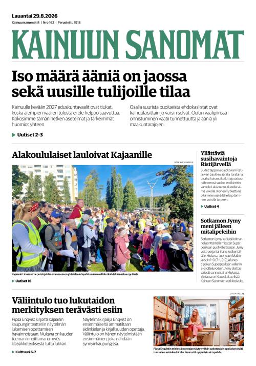 Kainuun Sanomat 29.8.2026