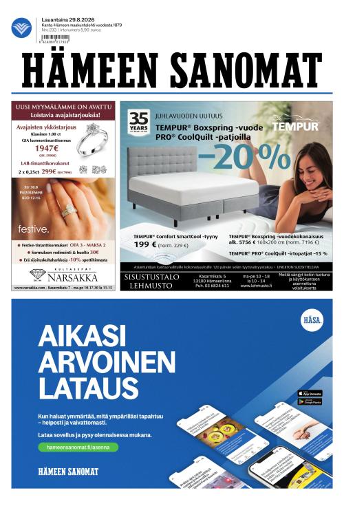 Hämeen Sanomat 29.8.2026