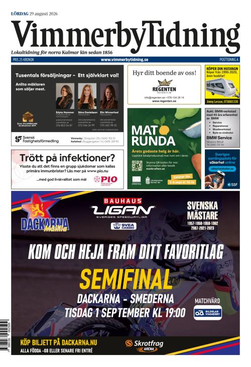 Vimmerby Tidning / Kinda-Posten 29.8.2026