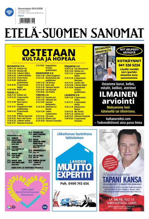 Etelä-Suomen Sanomat 30.8.2026