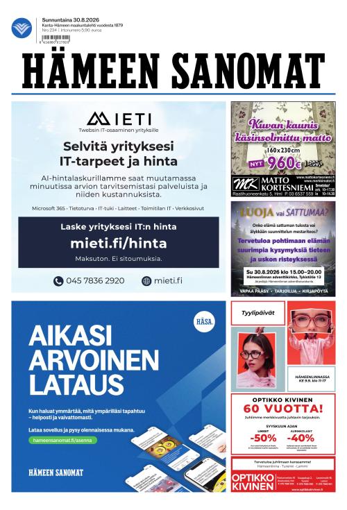 Hämeen Sanomat 30.8.2026
