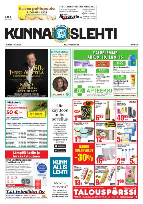 Kunnallislehti Paimio-Sauvo-Kaarina 1.9.2026