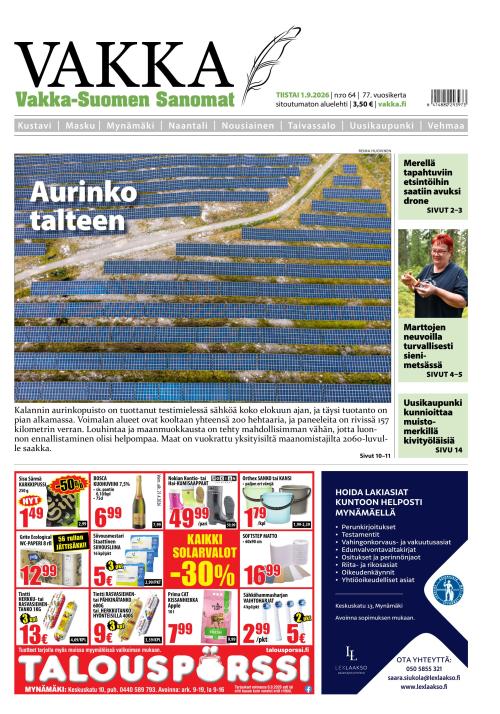 Vakka-Suomen Sanomat 1.9.2026