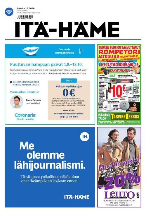 Itä-Häme 1.9.2026