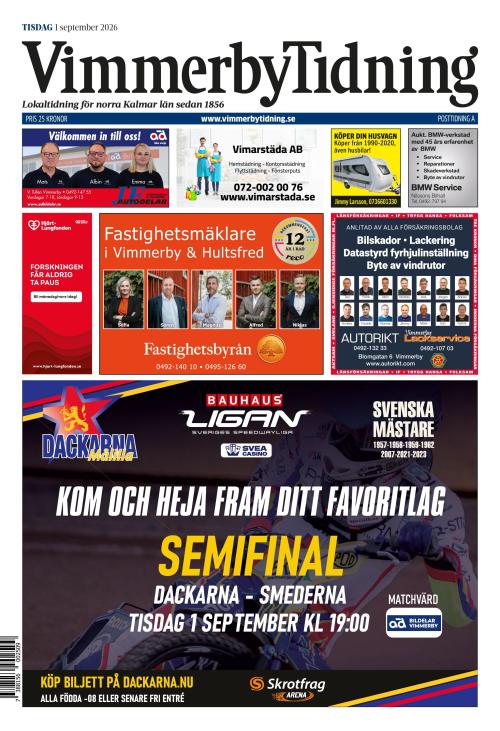 Vimmerby Tidning / Kinda-Posten 1.9.2026