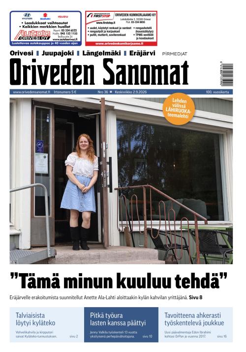 Oriveden Sanomat 2.9.2026