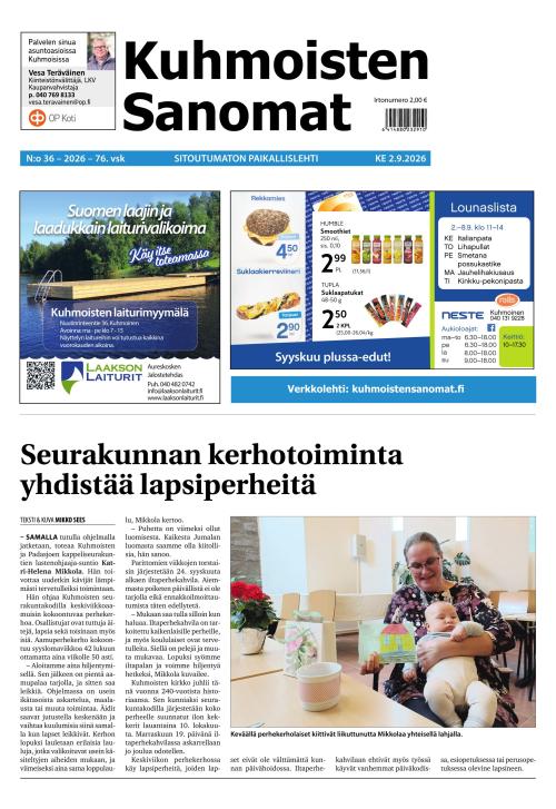 Kuhmoisten Sanomat 36/2026