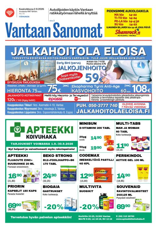 Vantaan Sanomat (Itä) 2.9.2026