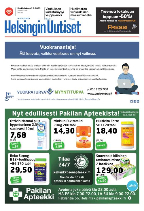 Helsingin Uutiset (Koillinen) 2.9.2026
