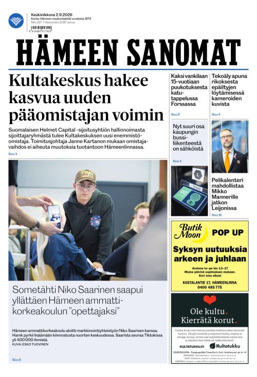 Hämeen Sanomat 2.9.2026