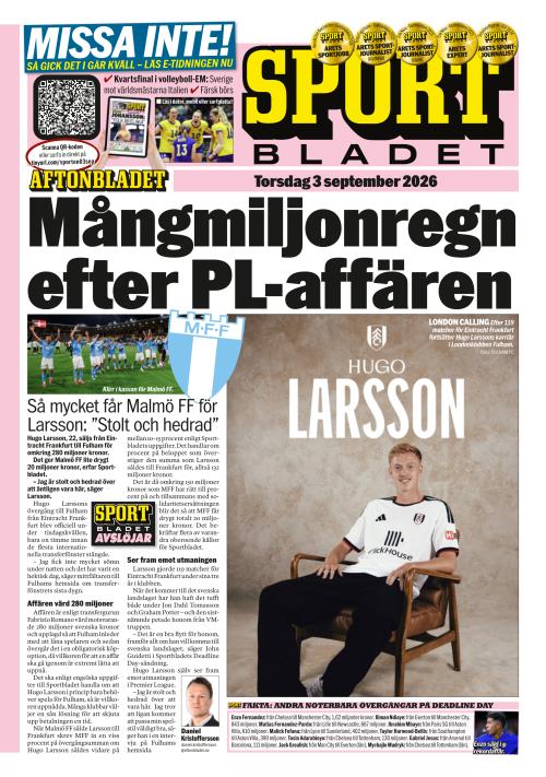 Aftonbladet Sportbladet 3.9.2026